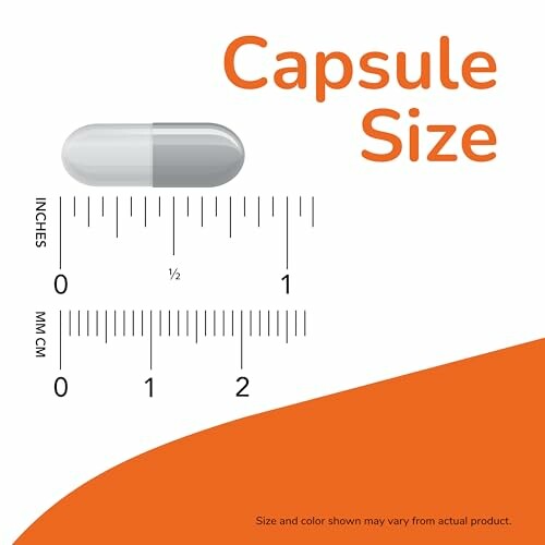 Capsule size with ruler for measurement in inches and mm
