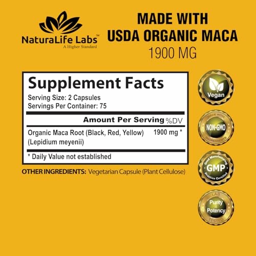 NaturaLife Labs USDA Organic Maca Supplement Facts