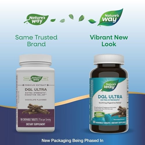 Nature's Way DGL Ultra packaging comparison: old vs new design.