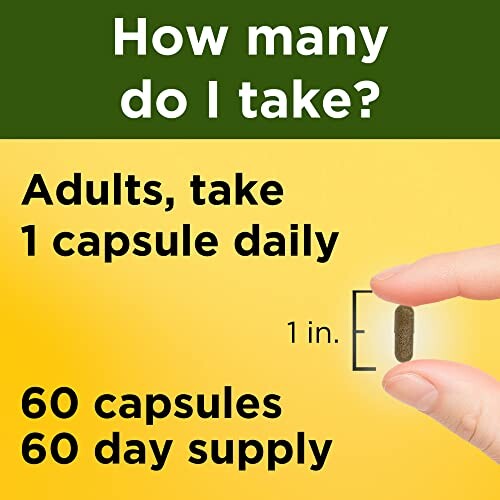 Dosage instructions for adults: take 1 capsule daily, 60 capsules for a 60-day supply.