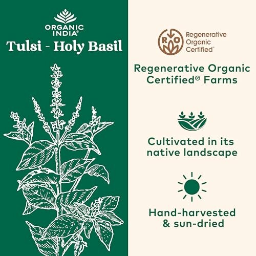 Tulsi Holy Basil with Regenerative Organic Certified details.